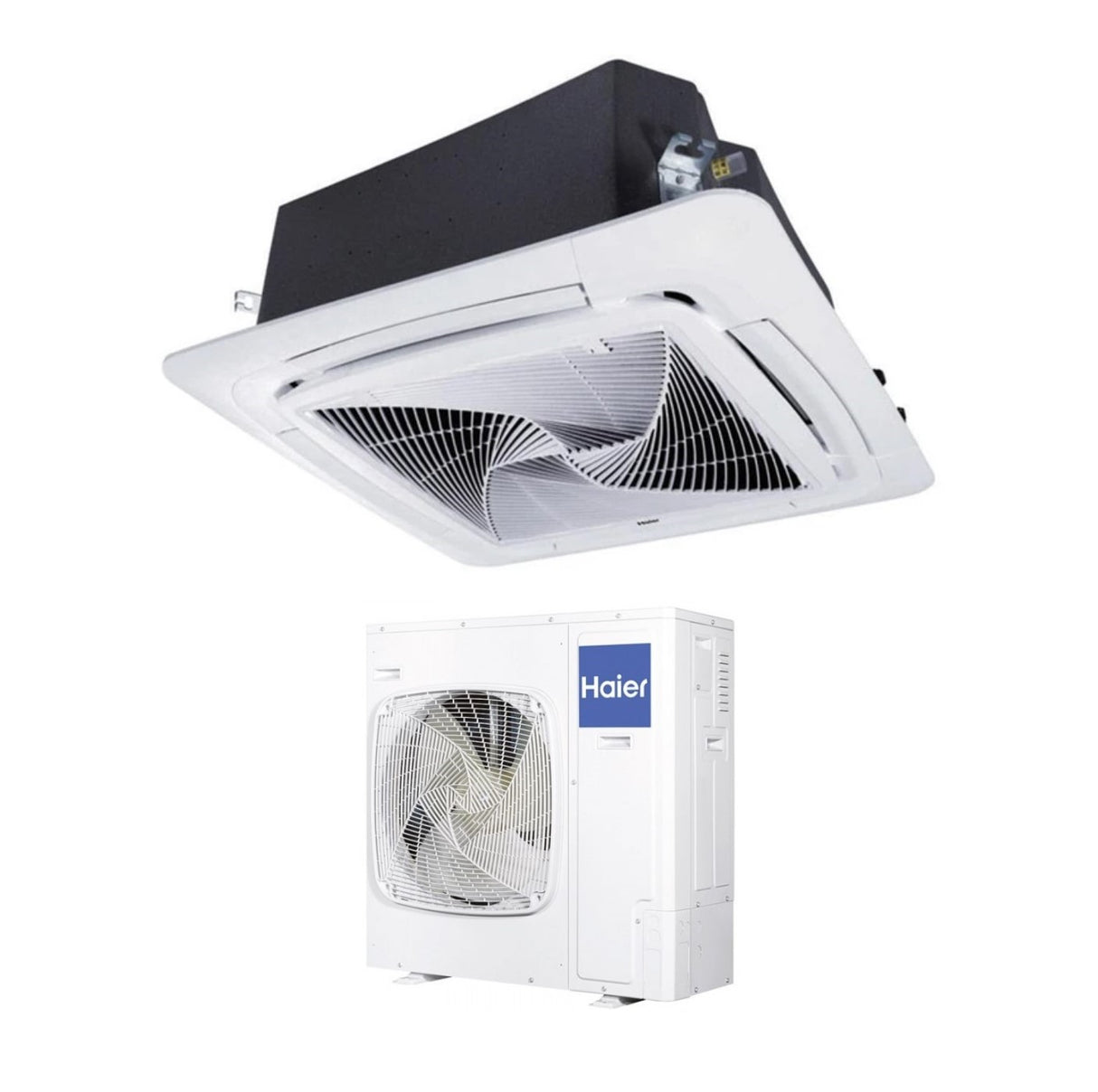 Haier Airconditioner Cassette 90x90 Ronde Stroom 48000 Btu ABH140K1ERG Enkele Fase R-32 Wi-Fi Optioneel zonder sensorpaneel Haier YR-E16B Draadbediening