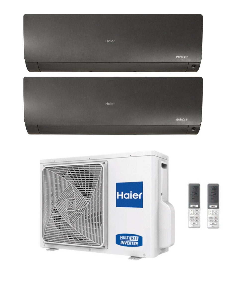 Haier Dual Split Inverter Airconditioner FLEXIS BLACK 7+12 serie met 2U50S2SC1FA R-32 Geïntegreerde Wi-Fi 7000+12000 Kleur ZWART - Nieuw