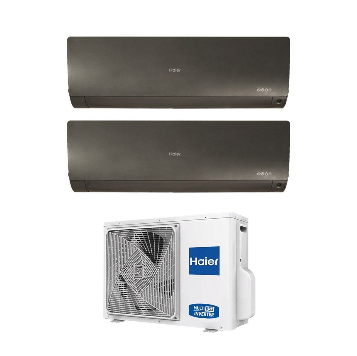 Haier Dual Split Inverter Airconditioner FLEXIS PLUS ZWART 12+12 serie met 2U50S2SM1FA R-32 Geïntegreerde Wi-Fi Zwarte kleur 12000+12000
