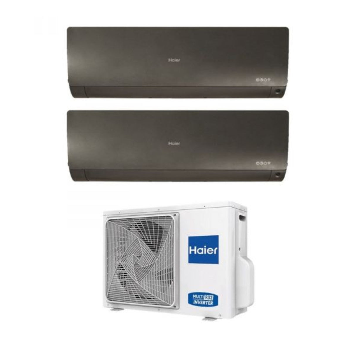 Haier Dual Split Inverter Airconditioner FLEXIS PLUS ZWART 9+9 serie met 2U40S2SM1FA R-32 Geïntegreerde Wi-Fi Zwarte kleur 9000+9000