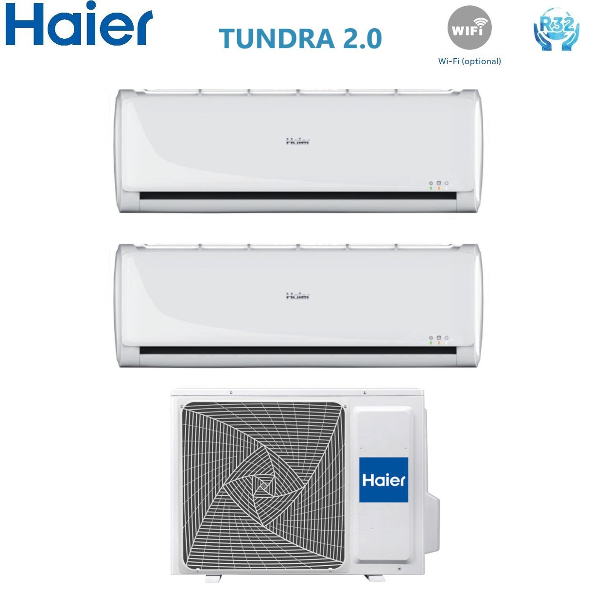Haier Dual Split Inverter Airconditioner TUNDRA 2.0 7+12 serie met 2U50S2SC1FA R-32 Wi-Fi Optioneel 7000+12000 - Nieuw