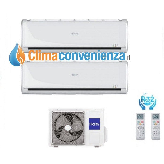 HAIER DUAL SPLIT INVERTER AIRCONDITIONER TUNDRA GREEN 9+12 serie met 2U40CEFRA R-32 Klasse A/A 9000+12000