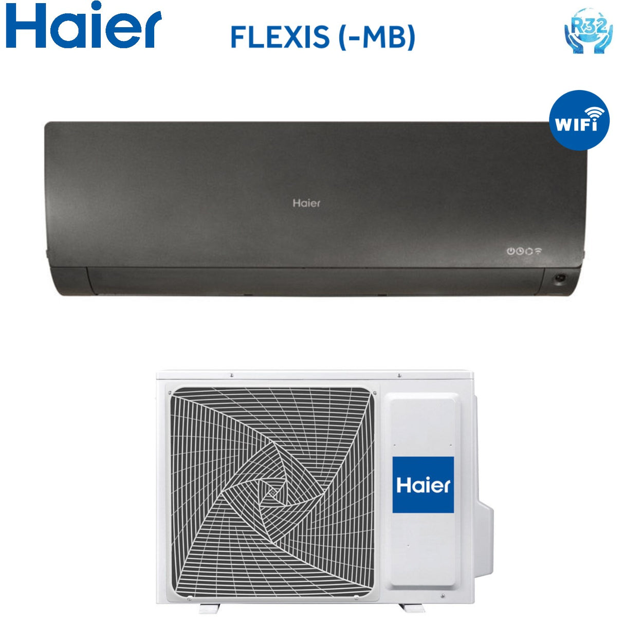 Haier Inverter Airconditioner FLEXIS BLACK-serie 18000 Btu AS50S2SF1FA-MB R-32 Geïntegreerde Wi-Fi Zwarte kleur