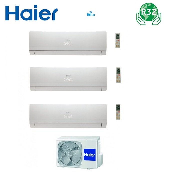 HAIER TRIAL SPLIT INVERTER AIRCONDITIONER NEBULA GROEN WIT 9+9+9 serie met 3U68S2SG1FA Wi-Fi R-32 9000+9000+9000