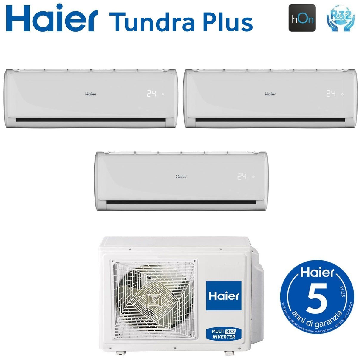 Haier Trial Split Inverter Airconditioner TUNDRA PLUS serie 7+7+7 met 3U70S2SR3FA R-32 Geïntegreerde Wi-Fi 7000+7000+7000