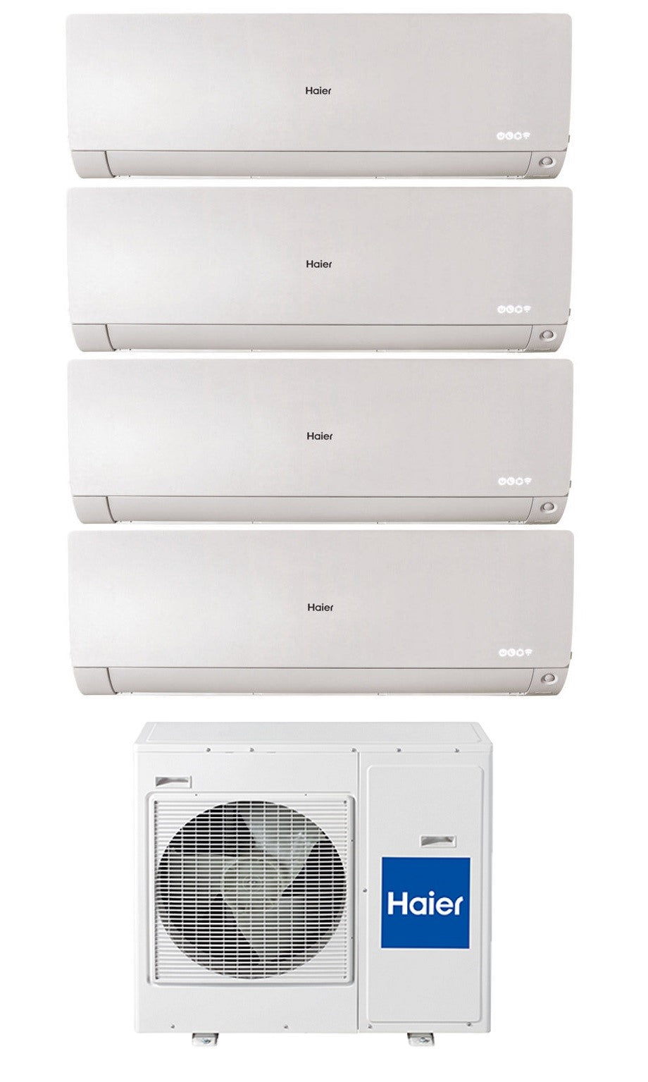 HAIER Split Inverter Airconditioner FLEXIS Witte serie 7000+7000+7000+9000 btu met 4U75S2SR2FA geïntegreerde wifi R-32 Wi-Fi 7+7+7+9 - NIEUW