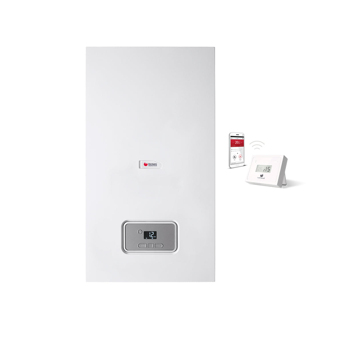 Hermann Saunier Duval MICRA 4 CONDENSEREND 25 kW aardgascondensatieketel compleet met rookgasafvoerset met geïntegreerde miGO Wi-Fi