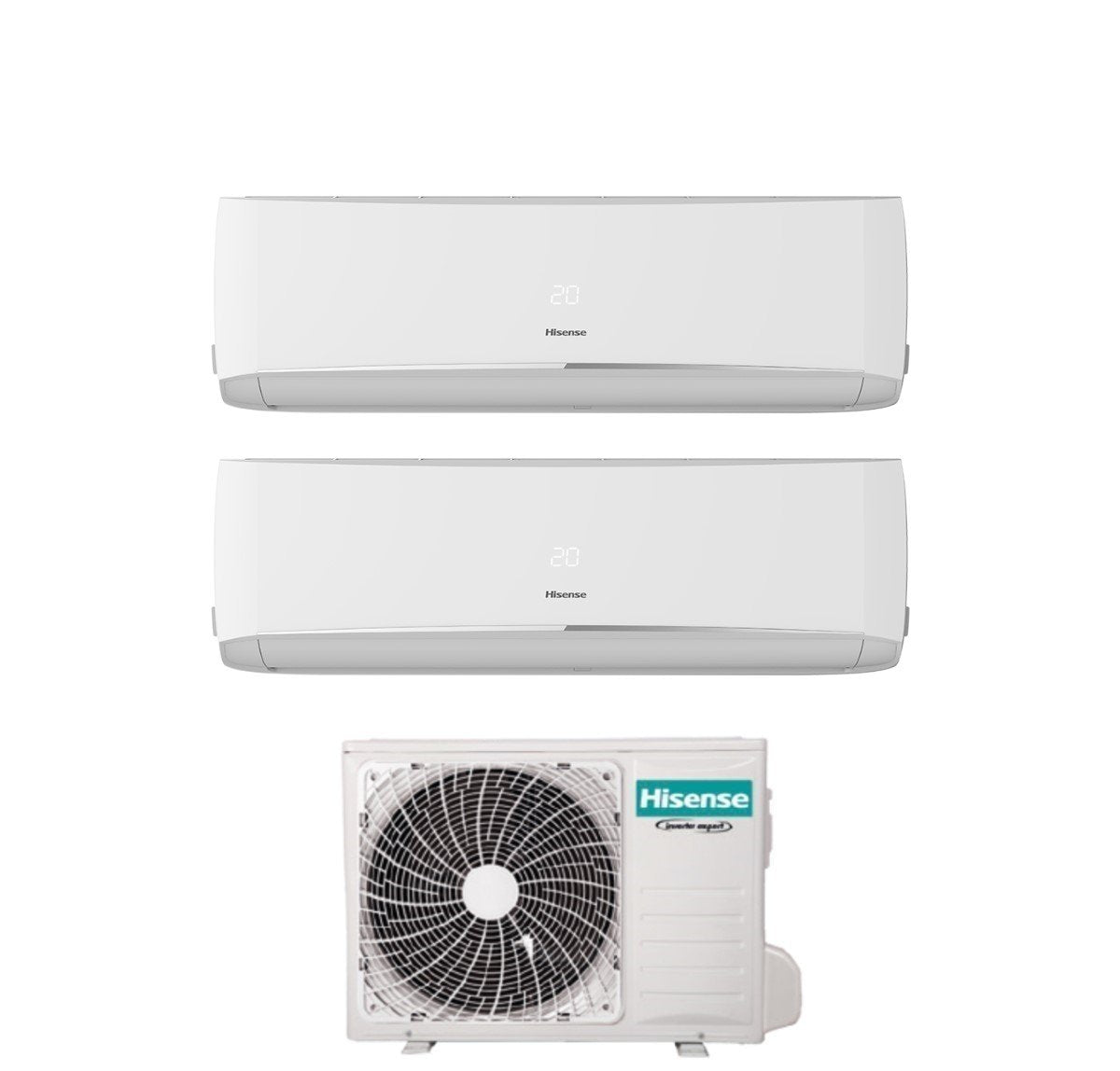 Airconditioner Hisense Dual Split Inverter serie HALO 9+9 met 2AMW52U4RXC R-32 Wi-Fi Geïntegreerd 9000+9000