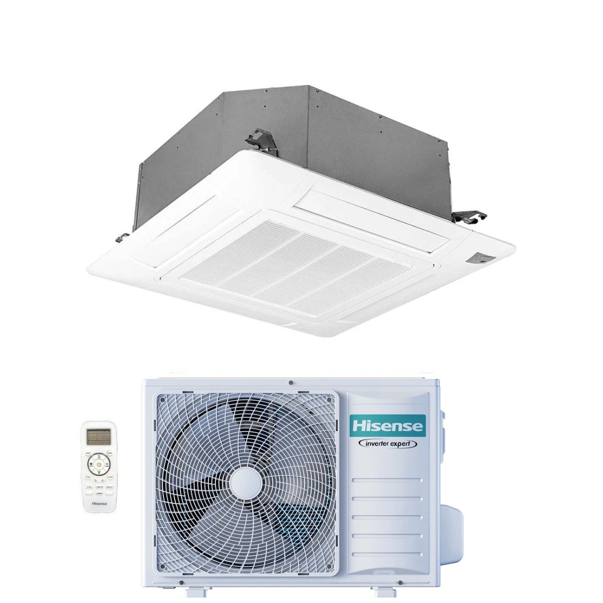 Hisense Inverter Cassette Airconditioning SUPER-serie 18000 Btu ACT52UR4RCC8 + AUW52U4RS7 R-32 Optionele Wi-Fi Klasse A++/A+ met afstandsbediening en paneel inbegrepen