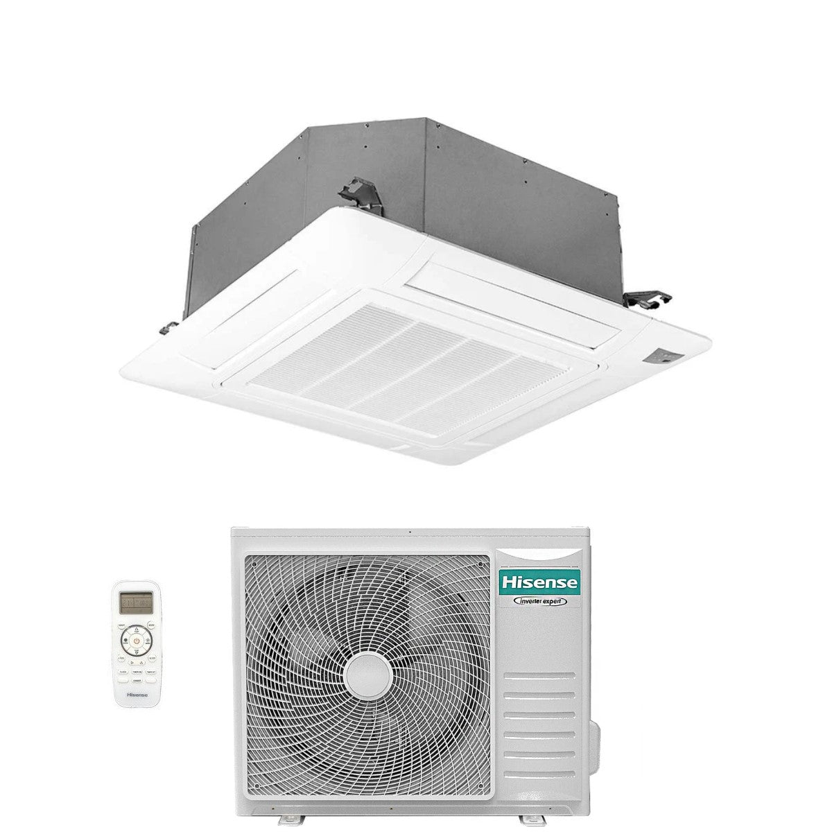 Hisense Inverter Cassette Airconditioning SUPER-serie 24000 Btu ACT71UR4RJC8 + AUW71U4RJ7 R-32 Optioneel Wi-Fi Klasse A++/A+ met afstandsbediening en paneel inbegrepen