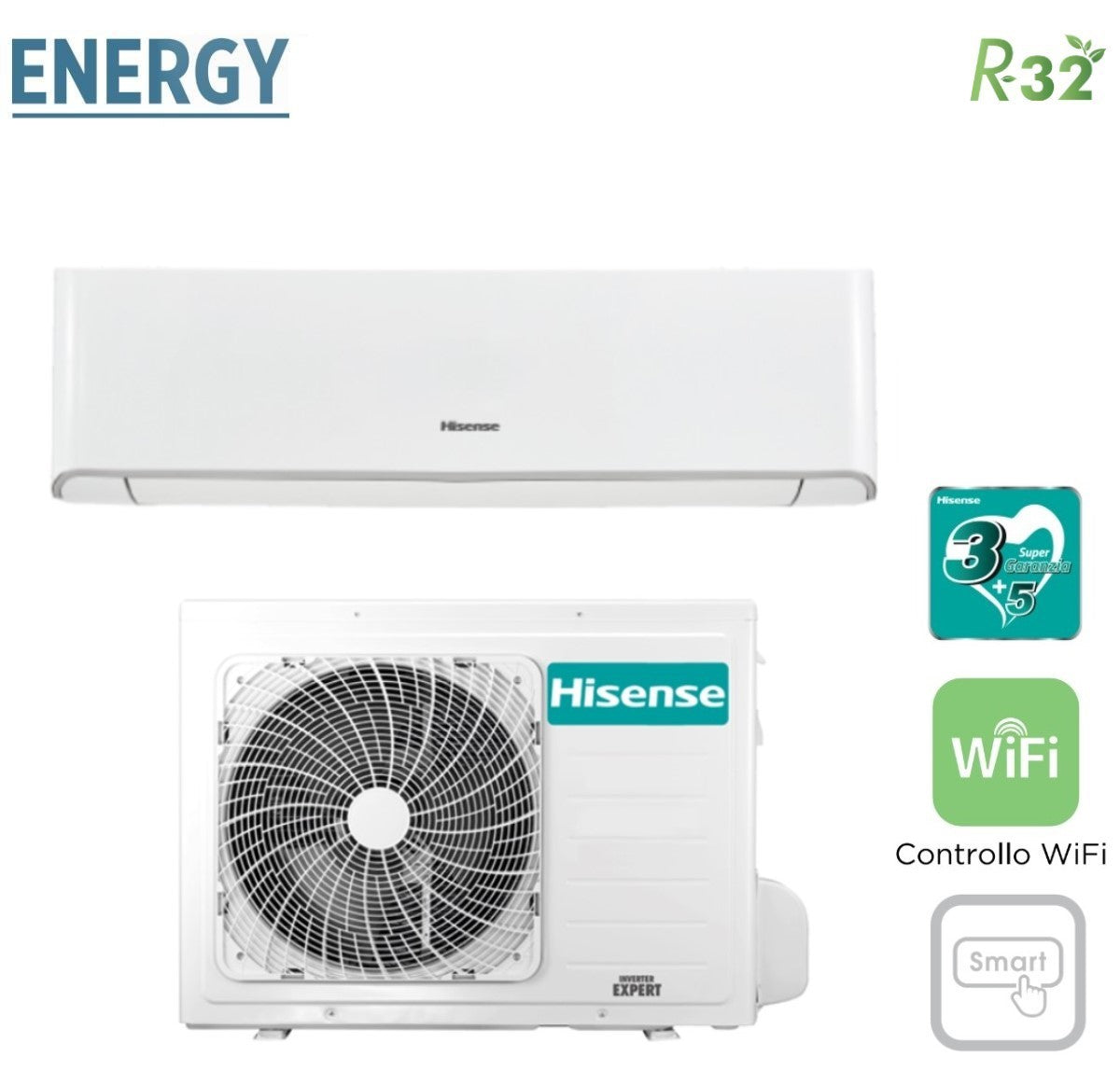 Hisense Inverter Airconditioner ENERGY-serie 9000 BTU TQ25XE0CG R-32 Geïntegreerde Wi-Fi