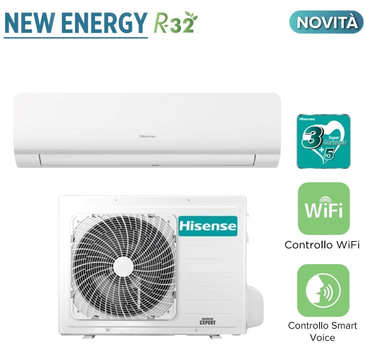 Hisense Inverter Airconditioner NIEUW ENERGY-serie 12000 Btu KC35XR00G + TQ35XE0CW R-32 Geïntegreerde Wi-Fi Klasse A+++/A++