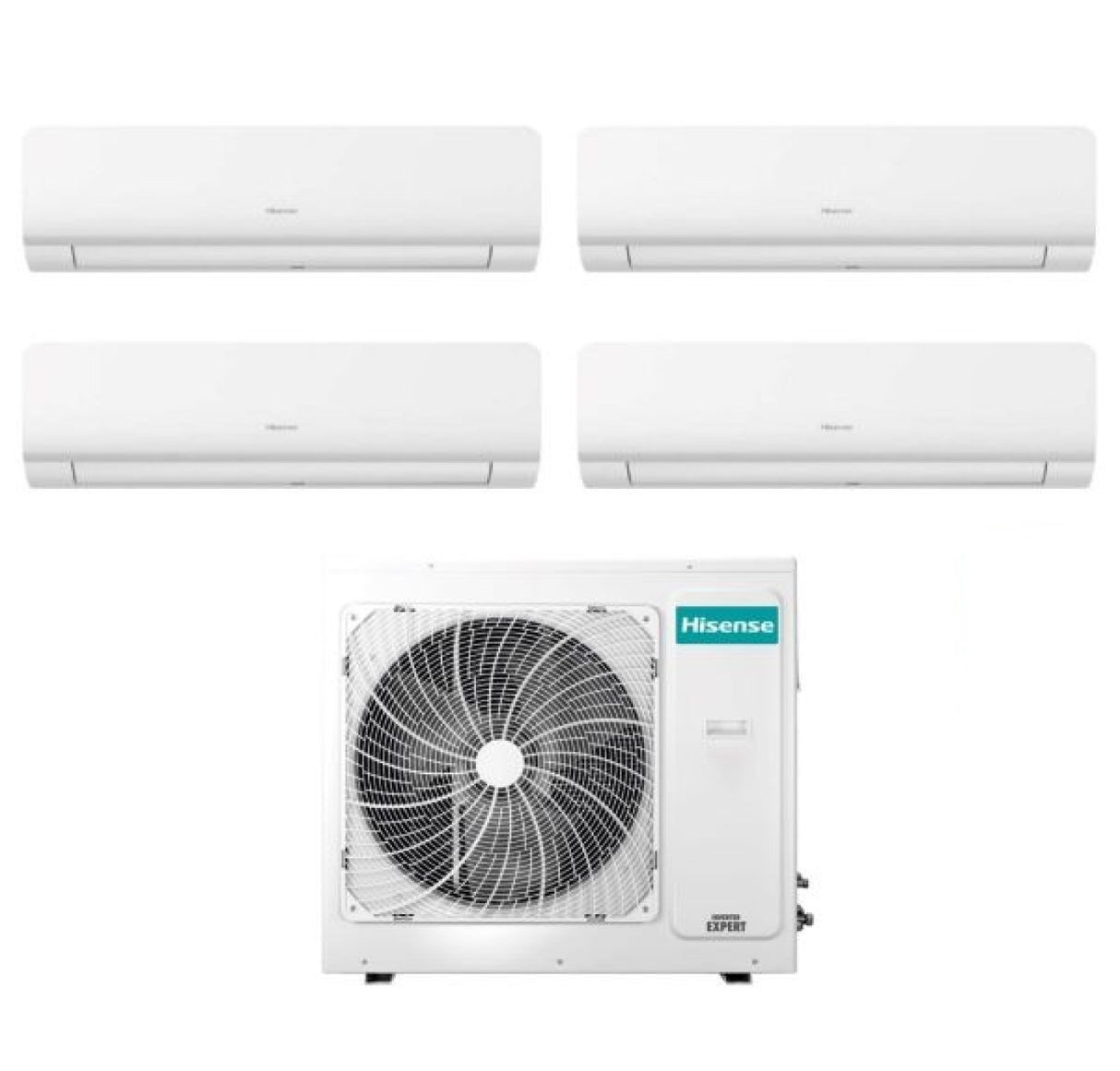 Airconditioner Hisense Quaders Split Inverter-serie NEW ENERGY 9+9+9+9 met 4AMW105U4RAA R-32 Wi-Fi Geïntegreerd 9000+9000+9000