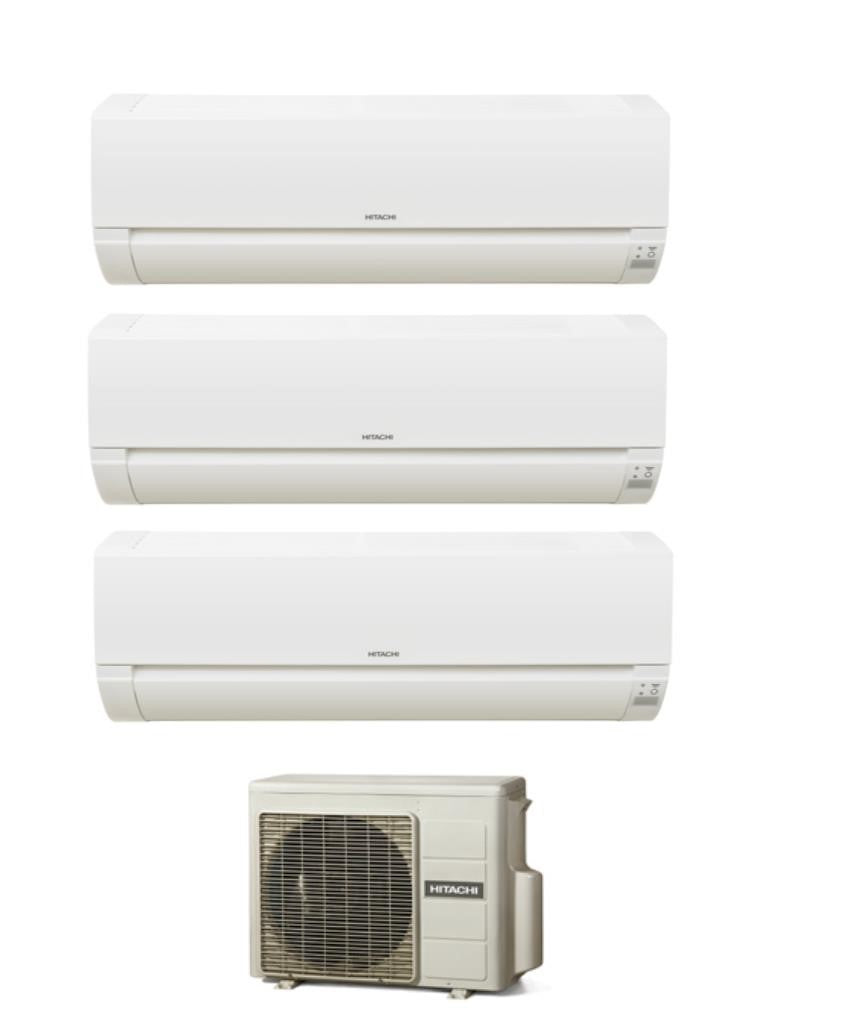 Proef Split Inverter Airconditioning Hitachi Dodai Frostwash 9000+12000+12000 serie met RAM-53NE3F R-32 Wi-Fi Optioneel - NIEUW 9+12+12