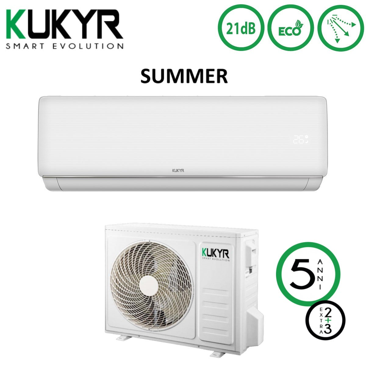 Kukyr Inverter Airconditioner SUMMER-serie 18000 Btu SUMMER18 R-32 Klasse A++/A+