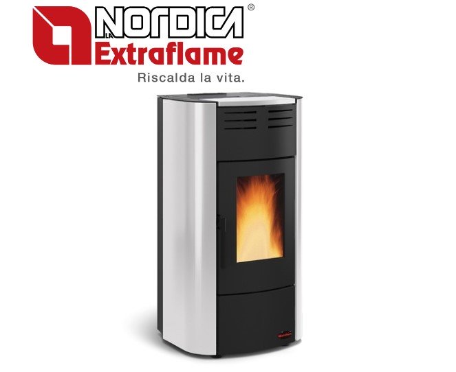 TERMOSTUFA A PELLET LA NORDICA EXTRAFLAME model RAFFAELLA IDRO 2.0 18,8 kW witte kleur