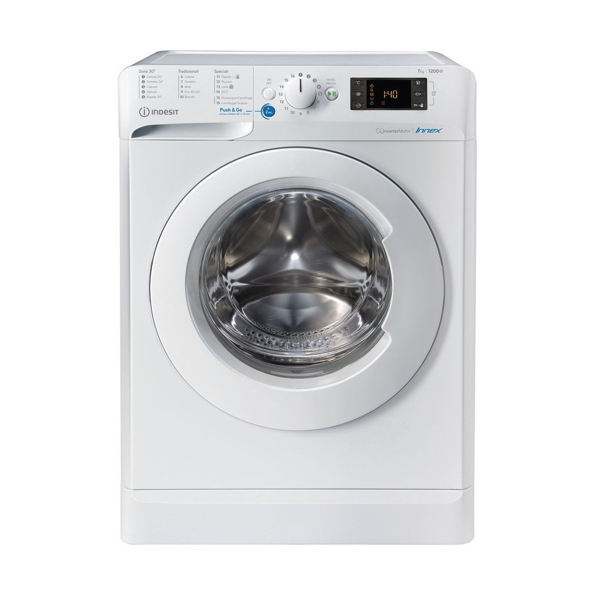 Indesit Frontlader Wasmachine 7 kg BWSE 71283X W IT N Push &amp Go Inverter 1200 RPM Klasse D
