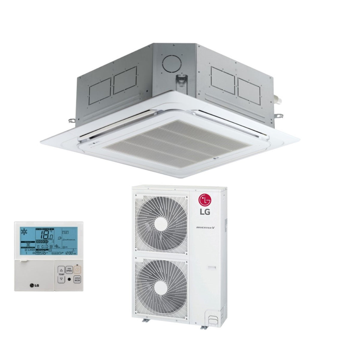 LG Cassette Airconditioner 4-weg inverter 42000 Btu UT42F R-32 Wi-Fi optioneel met bekabelde bediening en paneel inbegrepen - Nieuw