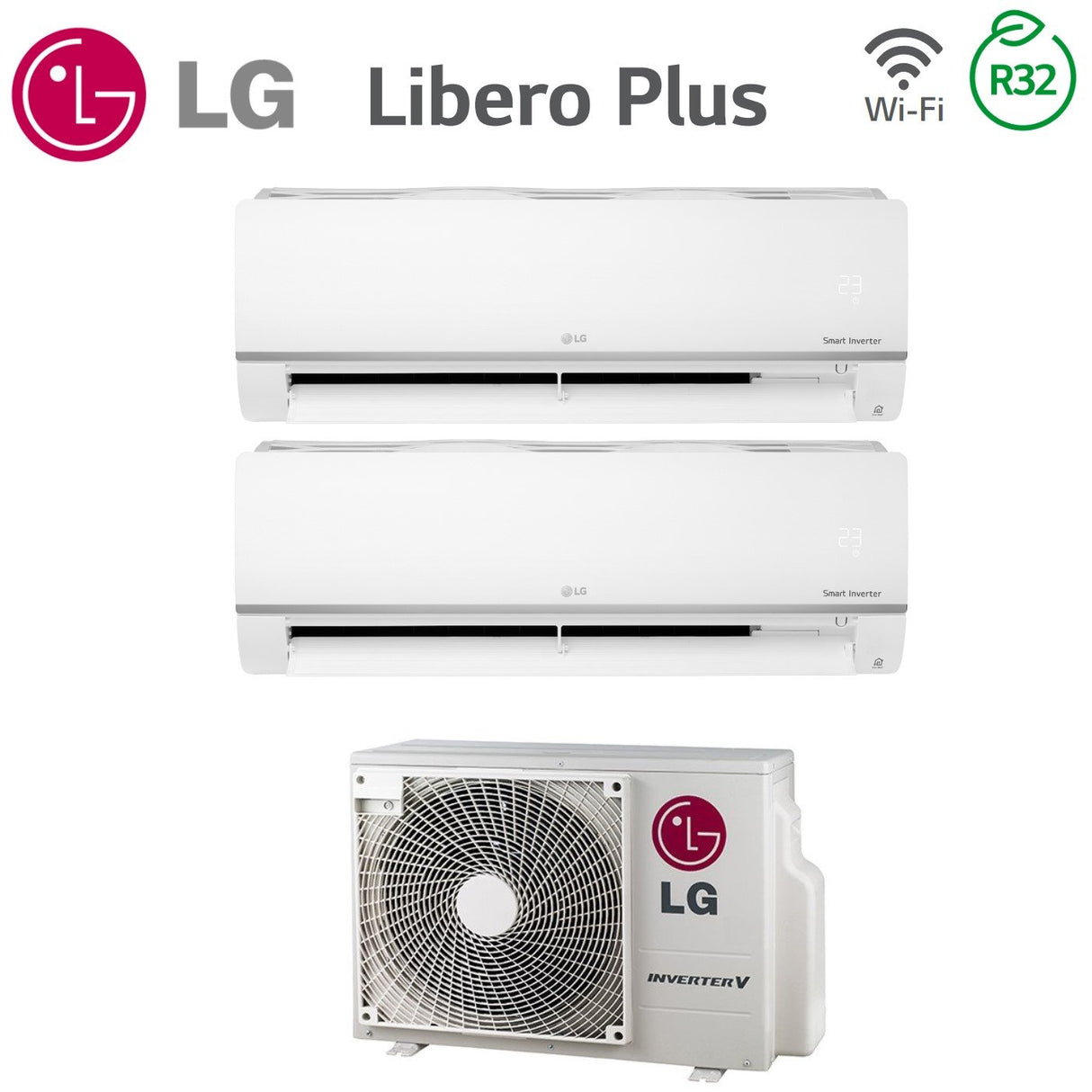 LG Dual Split Airconditioner 7+12 Gratis Inverter Plus 7000+12000 MET MU2R15 R-32 Geïntegreerde Wi-Fi