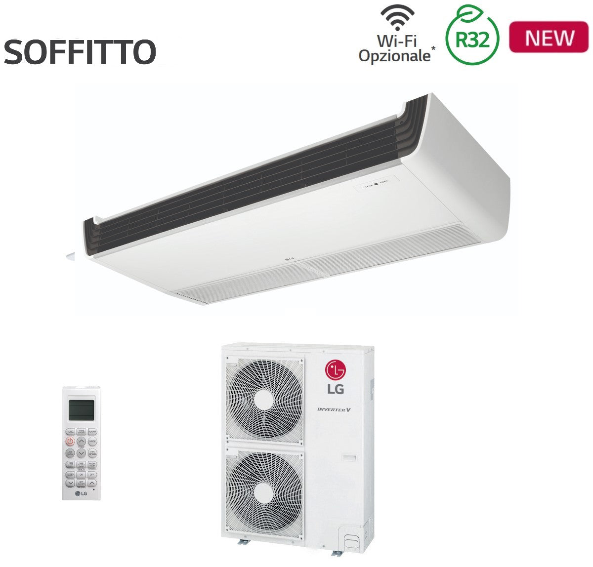 LG Plafondinverter Airconditioner 36000 Btu UV36F Driefase R-32 Wi-Fi Optionele standaard afstandsbediening inbegrepen - Nieuw