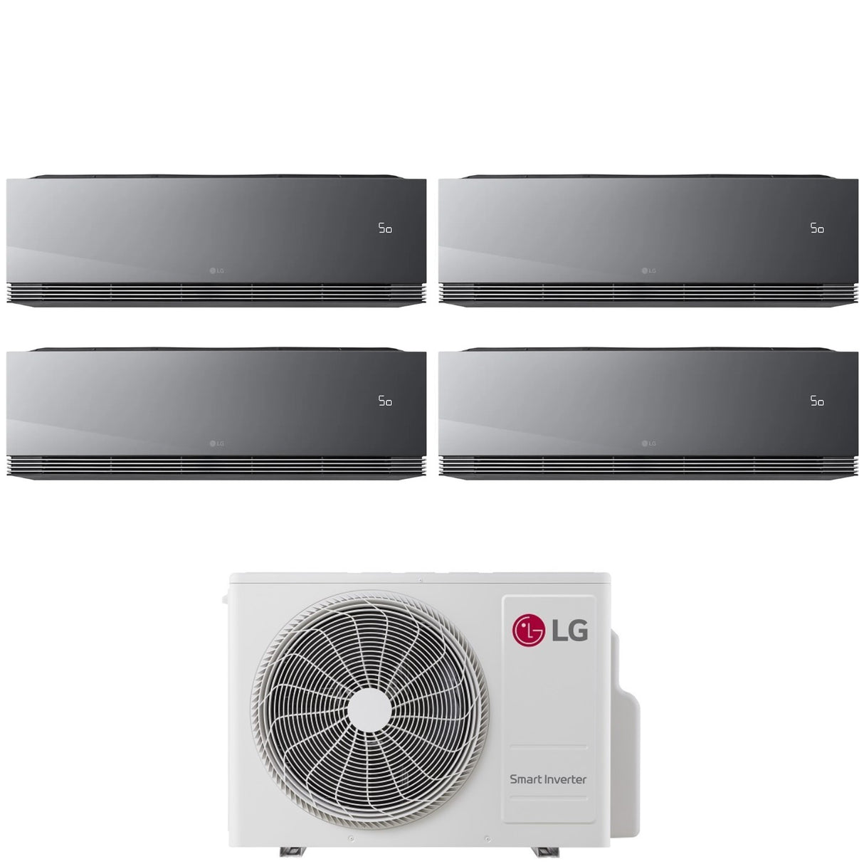 Airconditioner LG Quadri Split ARTCOOL MIRROR AI AIR 9+9+9+12 met MU4R27 R-32 Wi-Fi geïnstalleerd