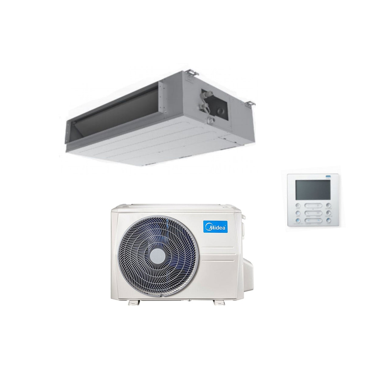 Airconditioner met kanaalaansluiting, kanaliseerbaar, Midea-omvormer 12000 BTU R-32 MTIU-12FNXD0 met draadbediening, A++, wifi optioneel