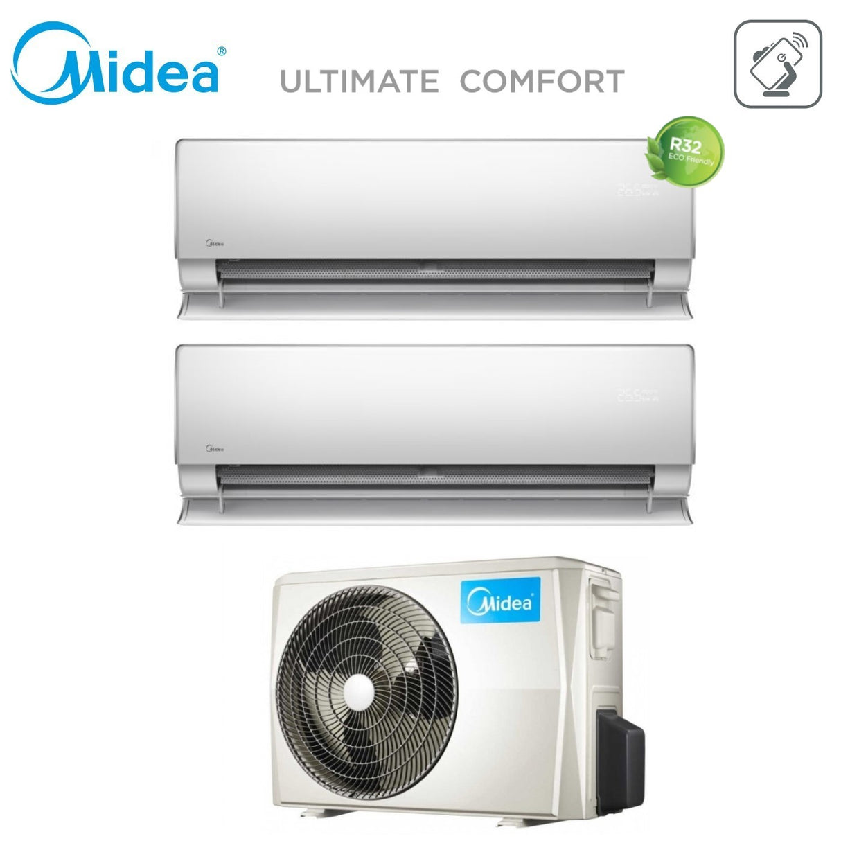 Midea Dual Split Inverter Airconditioner ULTIEM COMFORT 9+12 serie met M2O-18FN8-Q R-32 Geïntegreerde Wi-Fi 9000+12000