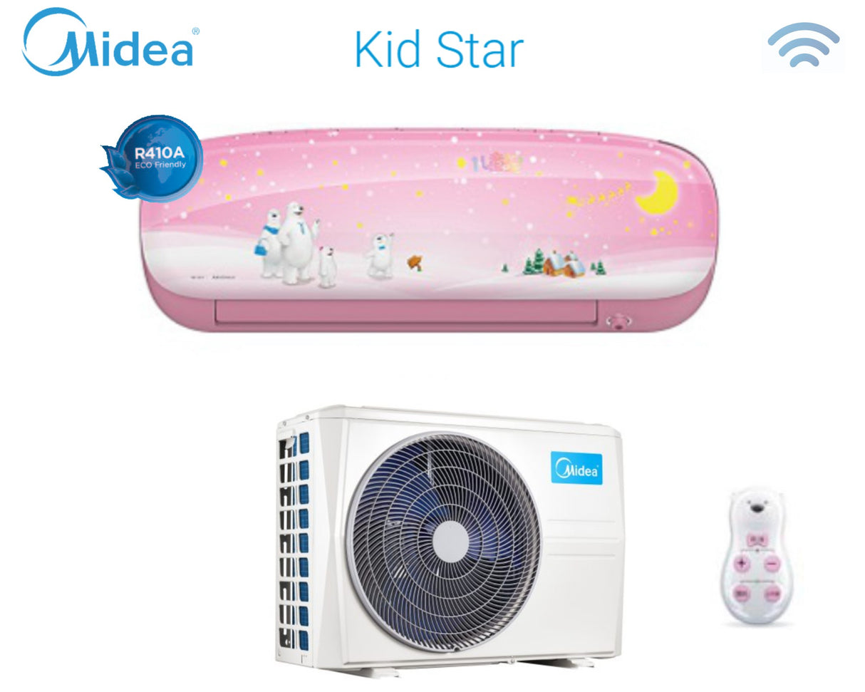 Midea Inverter Airconditioner Kid Star-serie 9000 Btu KidP-27 R-410 Wi-Fi Optioneel Roze kleur