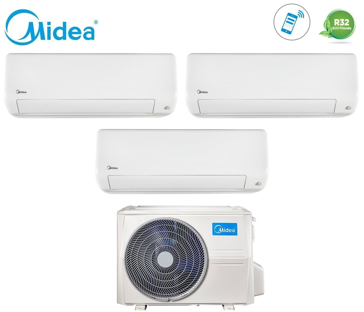 Midea Trial Split Inverter Airconditioner ALL EASY PRO 9+9+9 serie met M3OF-21HFN8-Q R-32 Geïntegreerde Wi-Fi 9000+9000