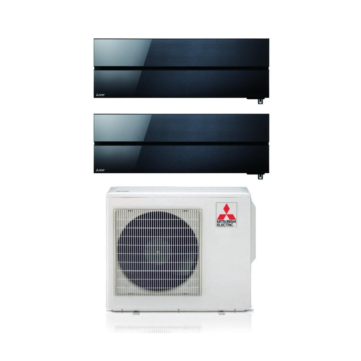 Mitsubishi Electric Dual Split Inverter Airconditioning Kirigamine Stijl MSZ-LN 12+18 serie met MXZ-3F68VF Onyx Zwart R-32 Geïntegreerde Wi-Fi Zwarte Kleur 12000+18000