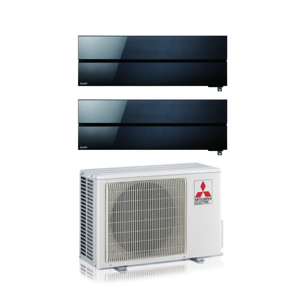 Mitsubishi Electric Dual Split Inverter Airconditioner Kirigamine Stijl MSZ-LN 9+18 serie met MXZ-2F53VF Onyx Zwart R-32 Geïntegreerde Wi-Fi Zwarte Kleur 9000+18000