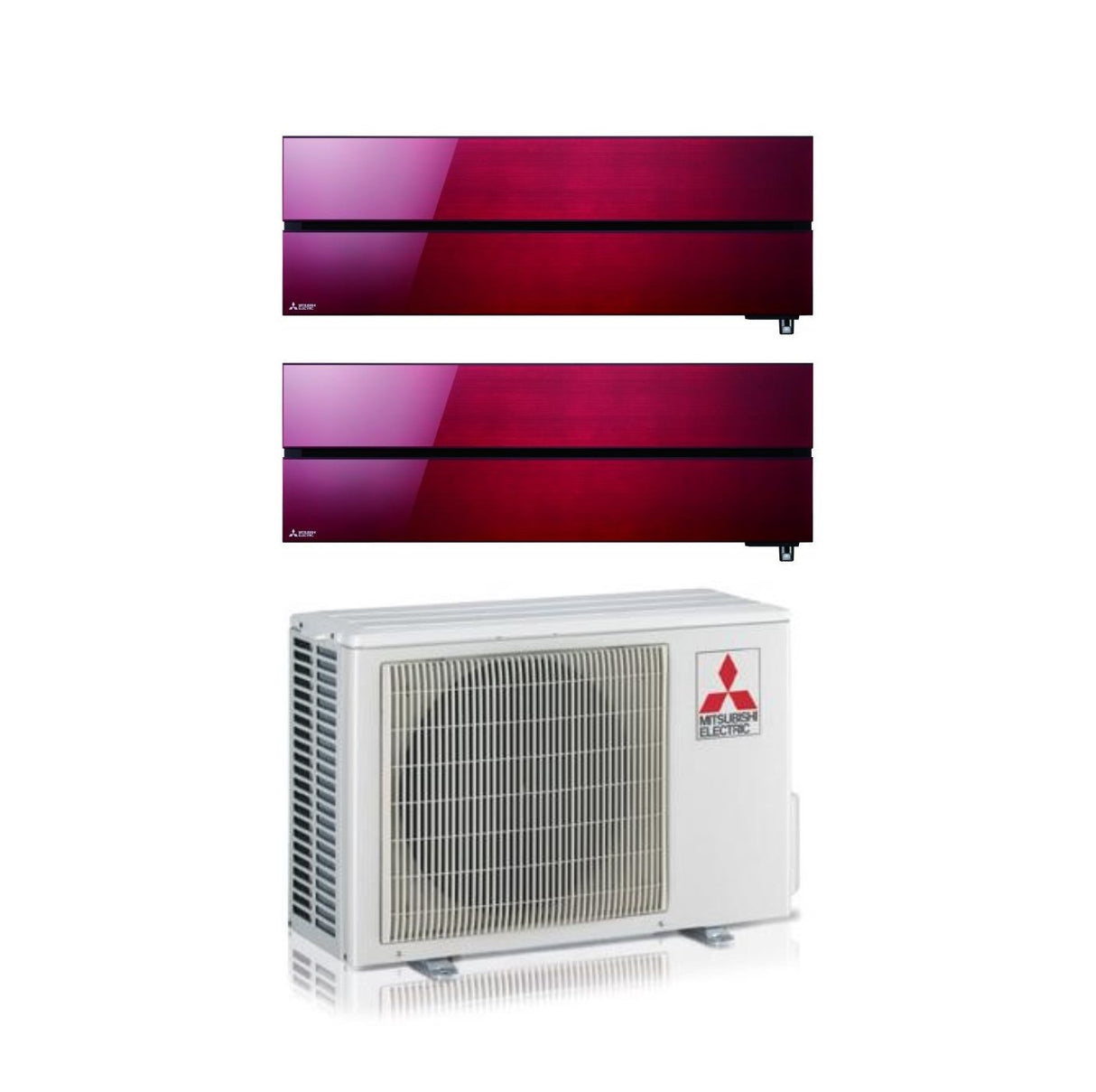 Mitsubishi Electric Dual Split Inverter Airconditioner Kirigamine Stijl MSZ-LN 9+18 serie met MXZ-2F53VF Ruby Red R-32 Geïntegreerde Wi-Fi Rode Kleur 9000+18000