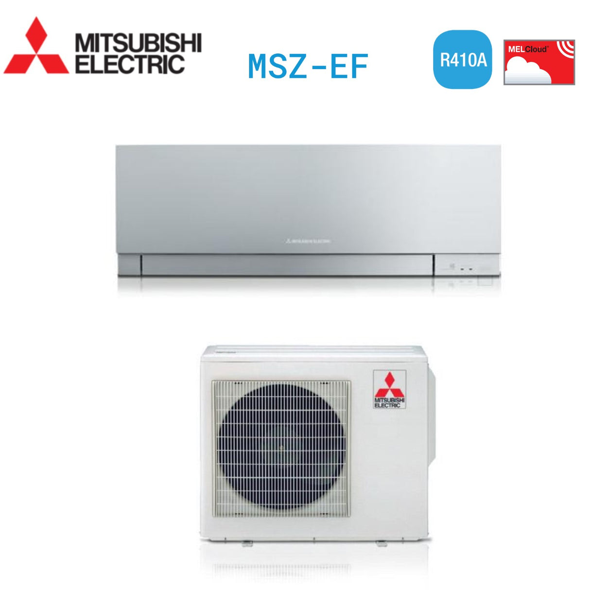 AIRCONDITIONER MITSUBISHI ELEKTRISCHE OMVORMER KIRIGAMINE ZEN-serie 12000 BTU MSZ-EF35VE3S ZILVER R-410 klasse A+++ ZILVER