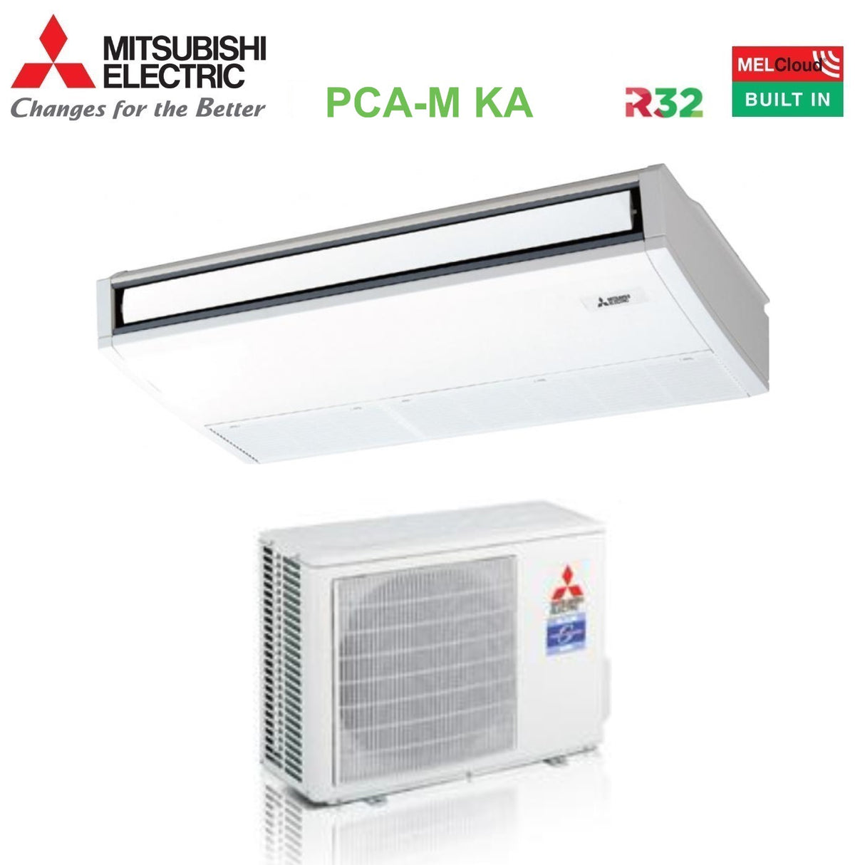 Mitsubishi Elektrische Airconditioner Plafond Wandunit Omvormer P-serie 18000 Btu PCA-M50KA R-32 Wi-Fi Optioneel