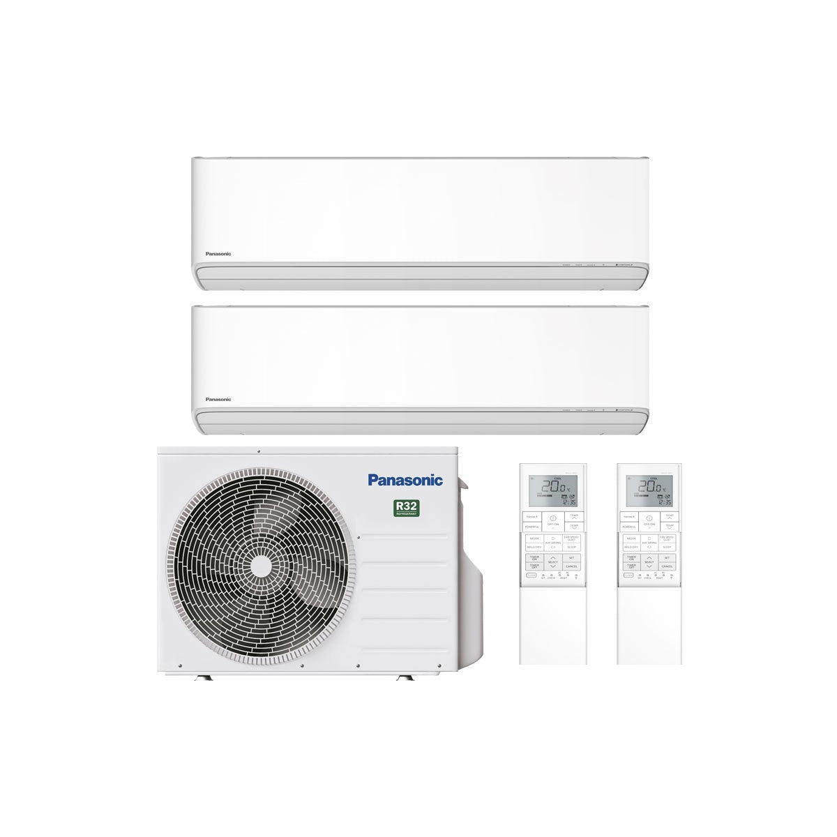 Airconditioner Panasonic Dual Split Inverter Serie Ethereum Dark 7+12 met CU-2Z35TBE R-32 Wi-Fi Geïntegreerd Wit 7000+12000