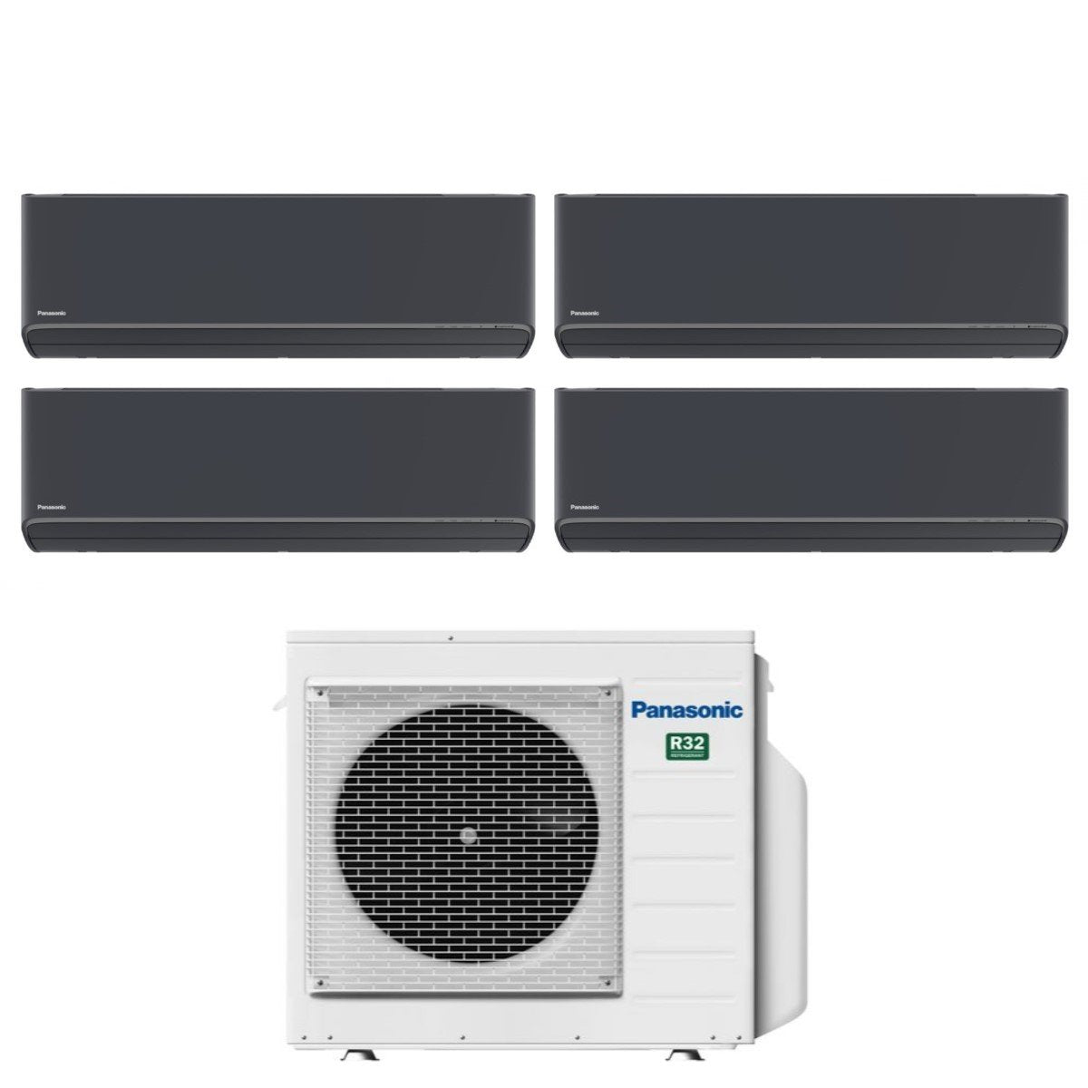 Airconditioner Panasonic Quaders Split Inverter Serie Ethereum Dark 7+7+7+12 met CU-4Z68TBE R-32 Wi-Fi Geïntegreerd Kleur Grafiet 7000+7000+7000+12000