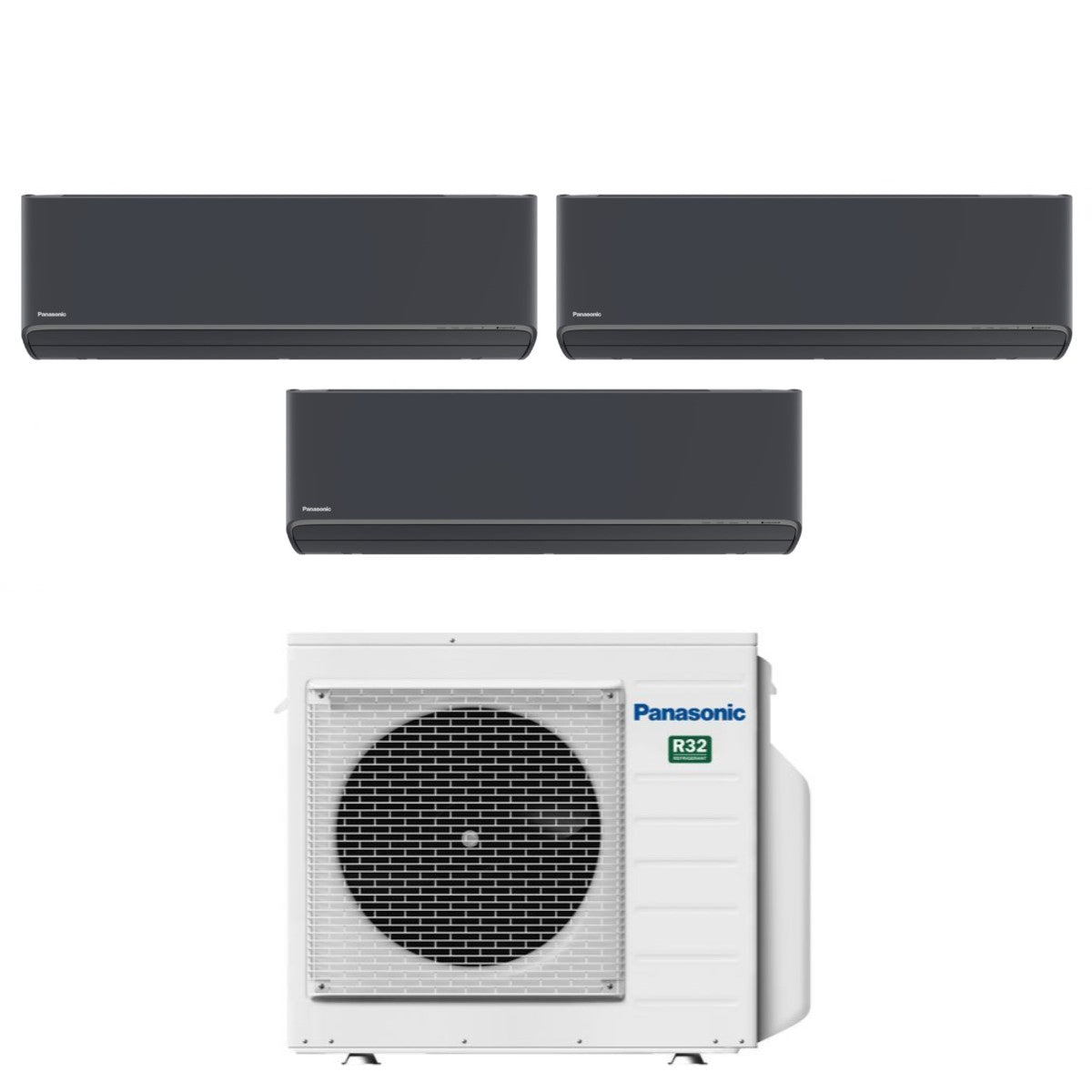 Panasonic Trial Split Inverter Airconditioner Etherea Dark Series 7+7+7 met CU-3Z52TBE R-32 Geïntegreerde Wi-Fi Kleur Grafietgrijs 7000+7000+7000