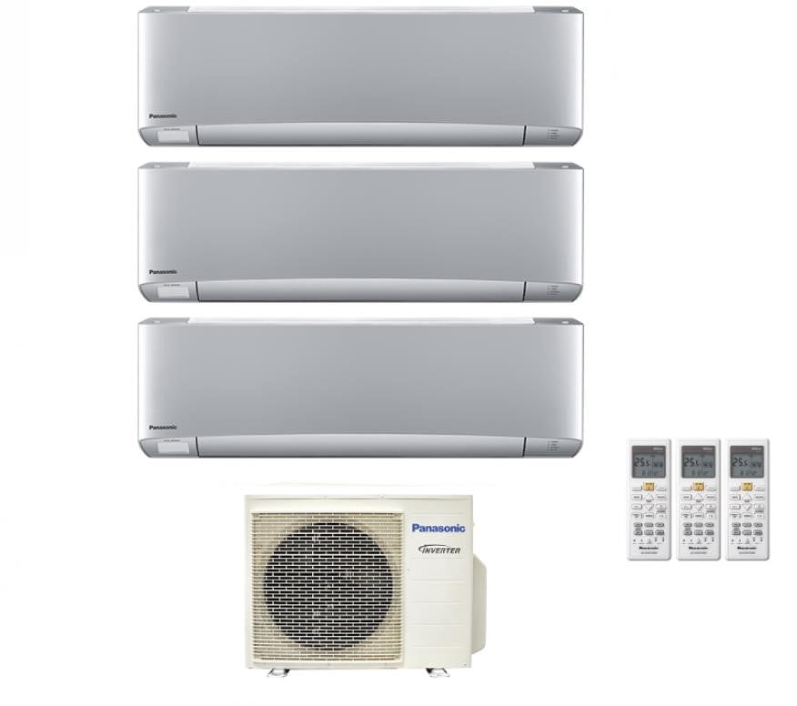Panasonic Trial Split Inverter Airconditioner Etherea Silver Serie 9+9+9 met CU-3Z68TBE R-32 Geïntegreerde Wi-Fi 9000+9000+9000 Zilver