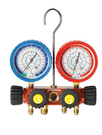 Rothenberger analoge manometerkit, 4-weg II Plus, R410A met slangen met kraan 170608