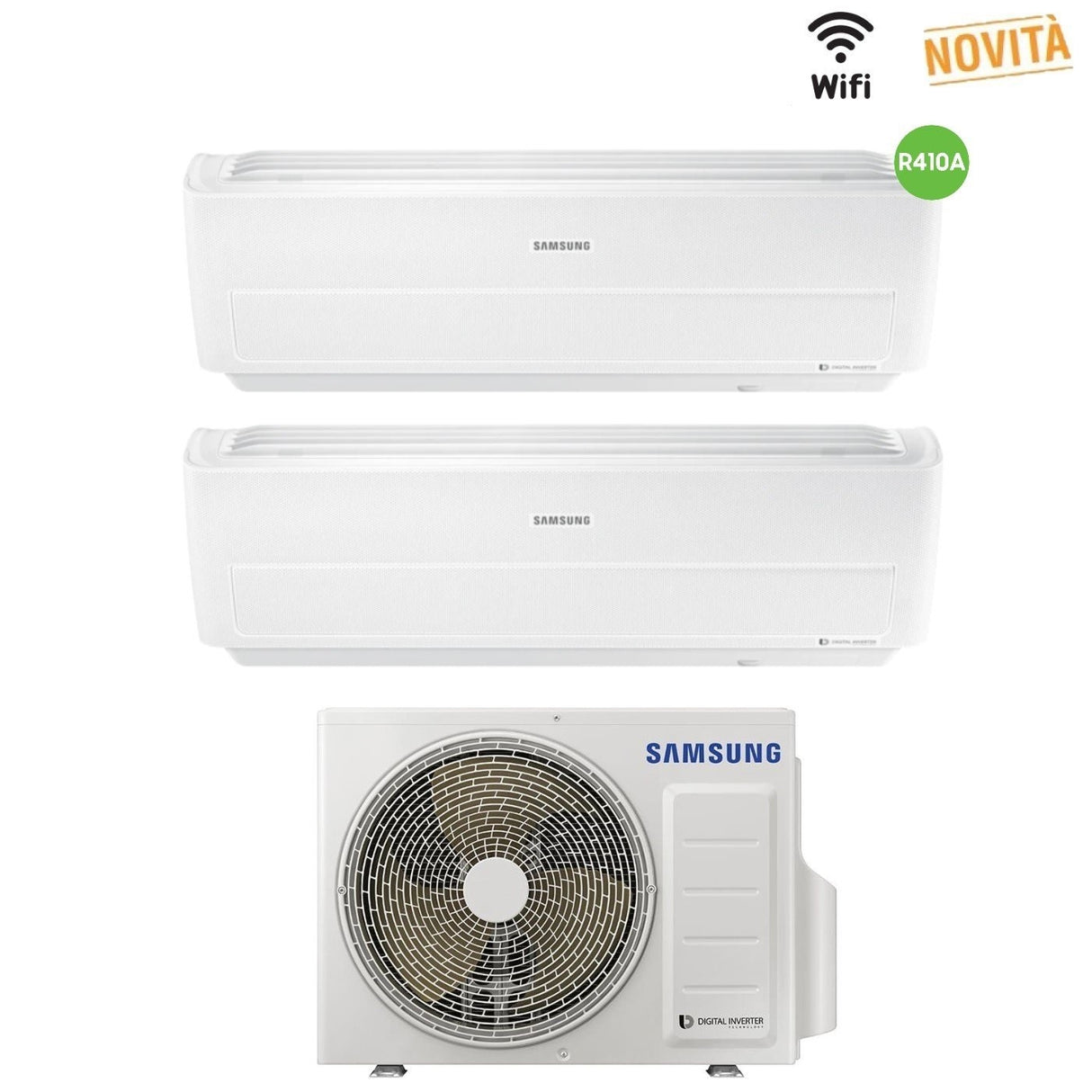 Samsung Dual Split Inverter Airconditioner WINDFREE EVO+WINDFREE LIGHT 12+12 serie met AJ050MCJ2EH R-410 Geïntegreerde Wi-Fi 12000+12000