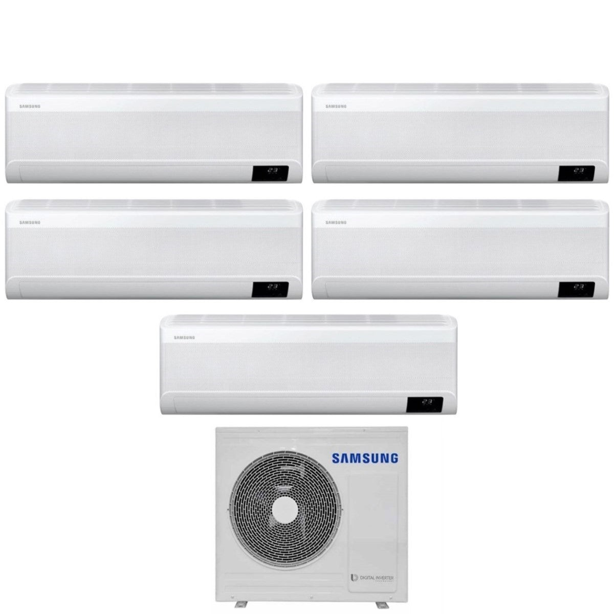 Samsung Penta Split Inverter Airconditioner CEBU serie 7+9+12+12+12 met AJ100TXJ5KG R-32 Geïntegreerde Wi-Fi 7000+9000+12000+12000+12000 - Nieuw