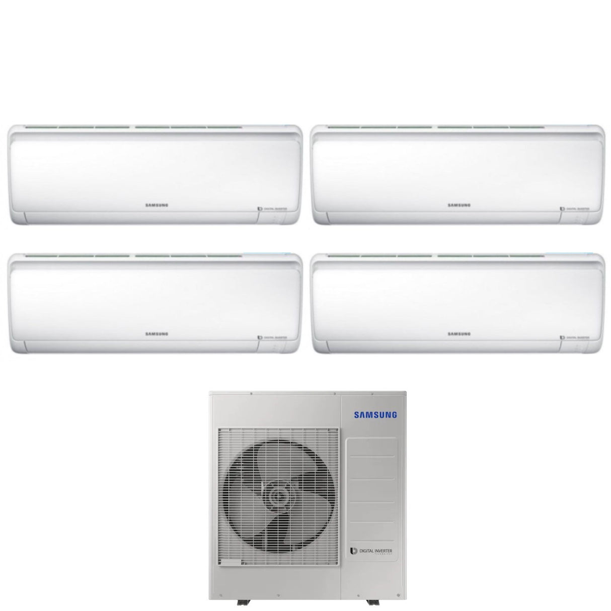 Airconditioner Samsung Quaders Split Inverter Serie MALDIVES QUANTUM 9+9+12+12 met AJ080MCJ4EH R-410 9000+9000+12000+12000 - Nieuws 2019