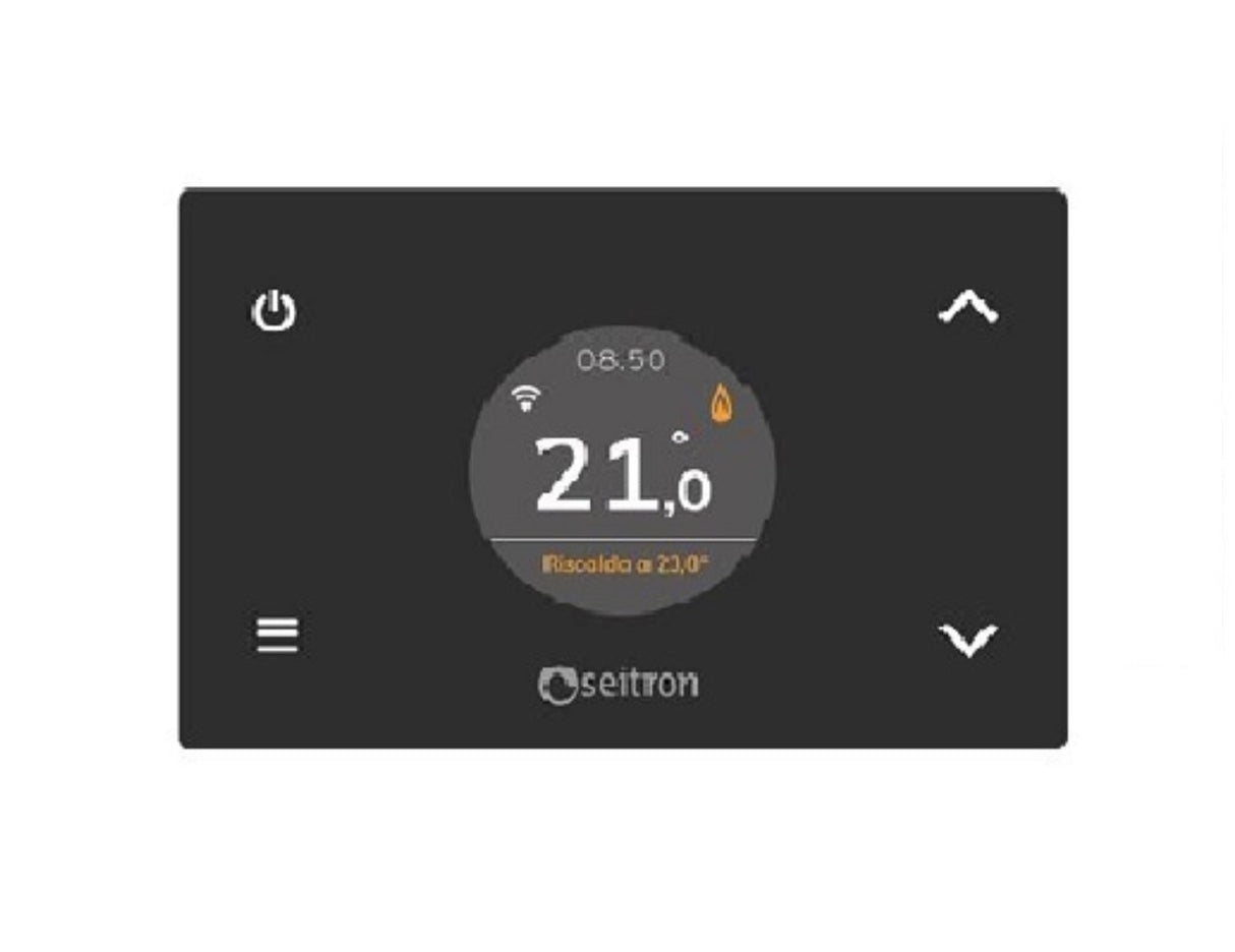 Seitron Wekelijkse Digitale Chronothermostaat Wi-Time Model Half-inbouwtype Met LCD-scherm Wi-Fi inclusief Zwarte kleur