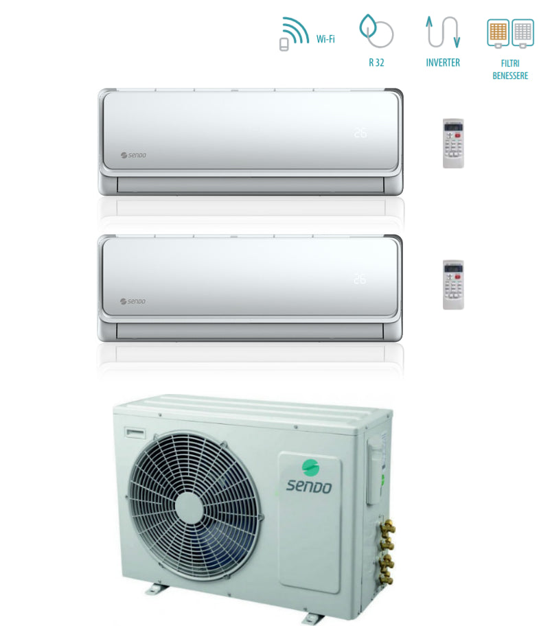 Sendo IKAROS L 9000+12000 Dual Split Inverter Airconditioner met SFM-21OU3 R-32 Geïntegreerde Wi-Fi 9+12