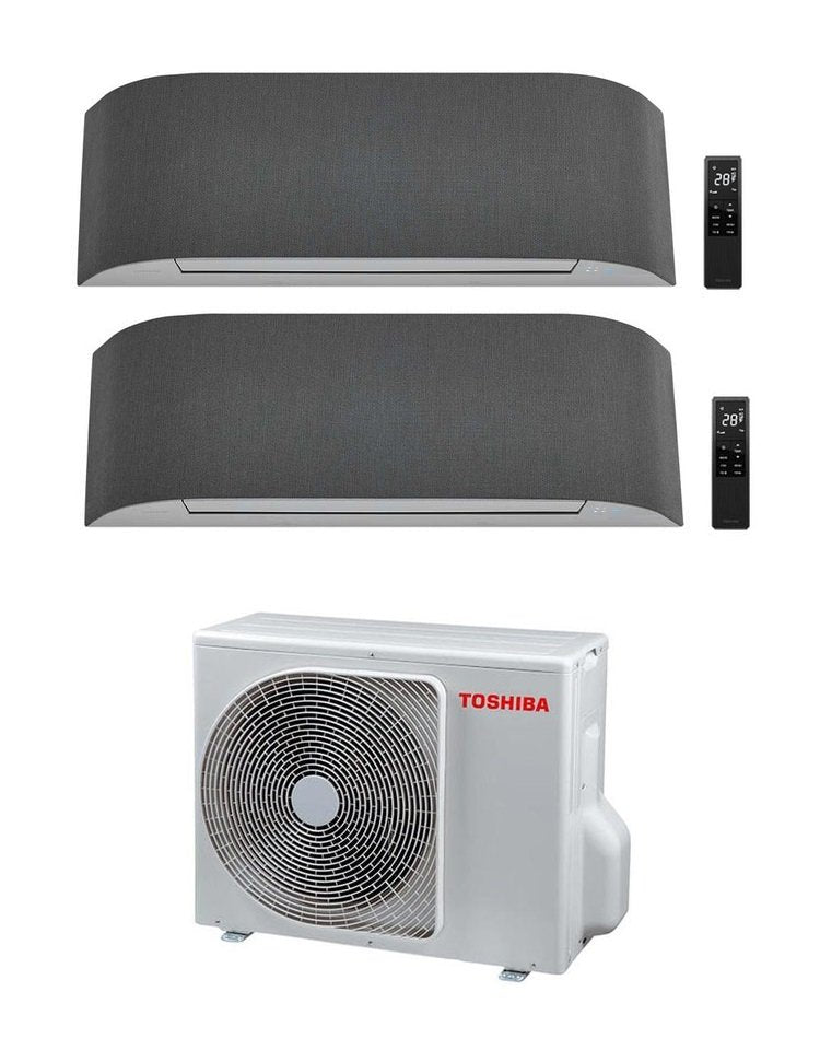 Toshiba Dual Split Inverter Airconditioner HAORI serie 10000+13000 (9000+12000) met RAS-2M14U2AVG-E Geïntegreerde Wi-Fi Lichtgrijs/Donkergrijs 10+13 (9+12) - NIEUW Lichtgrijs