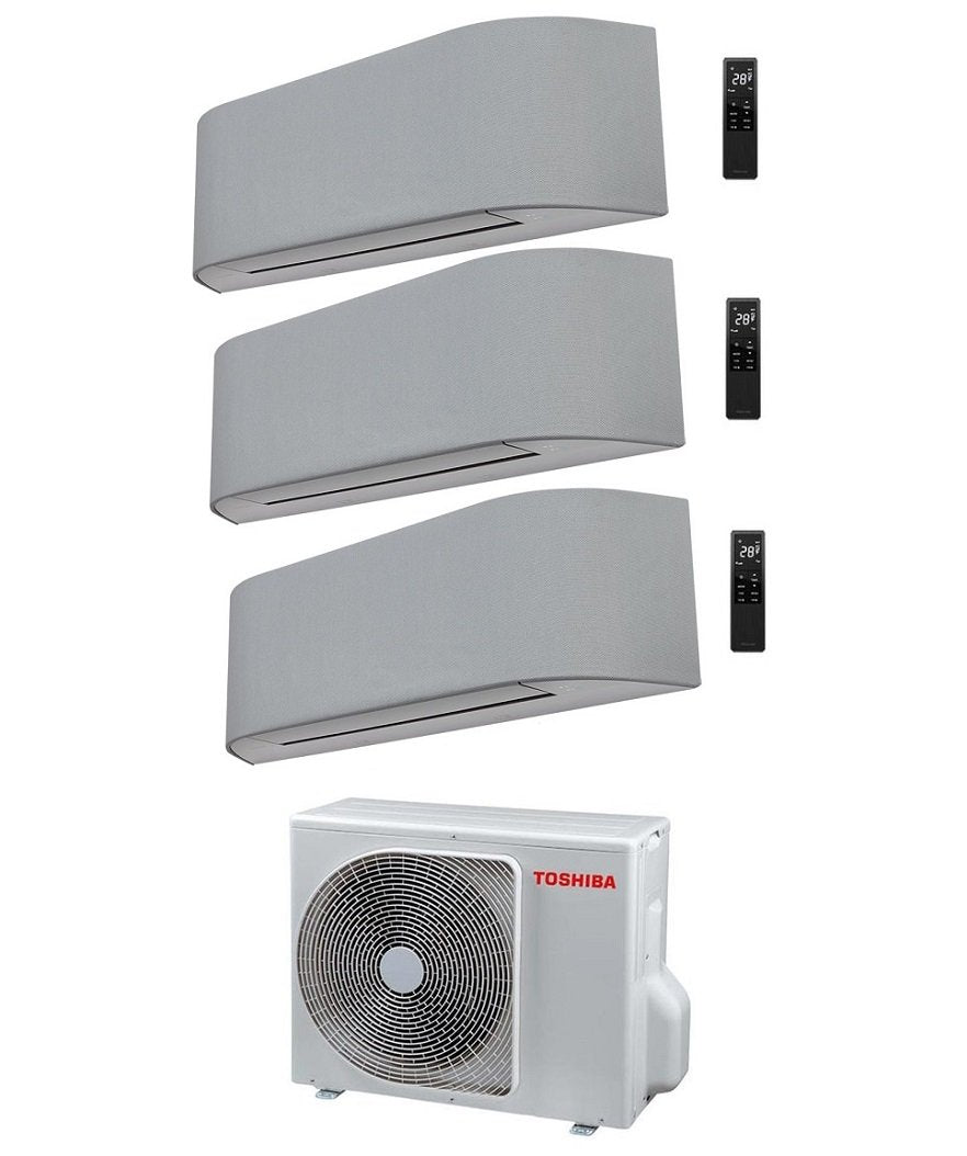 Toshiba Trial Split Inverter Airconditioner HAORI serie 10000+10000+13000 (9000+9000+12000) met RAS-3M18U2AVG-E Geïntegreerde Wi-Fi Lichtgrijs/Donkergrijs 10+10+13 (9+9+12) - Donkergrijs
