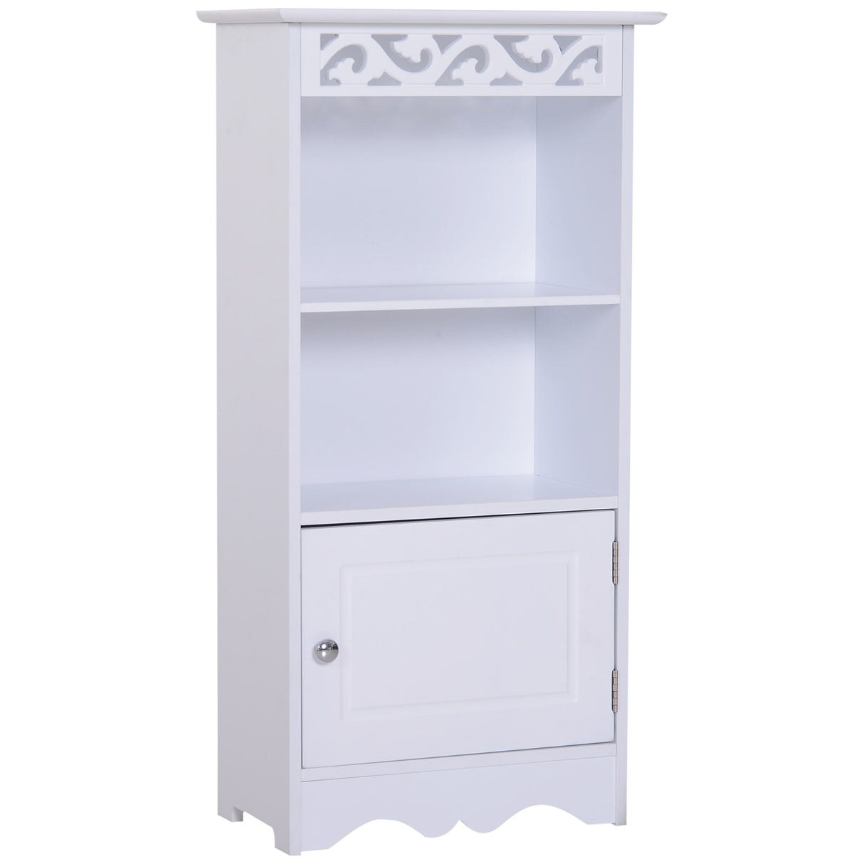 EasyComfort Houten Badkamerkast met Decoratie Wit Floreal Decor 40 x 23 x 80cm