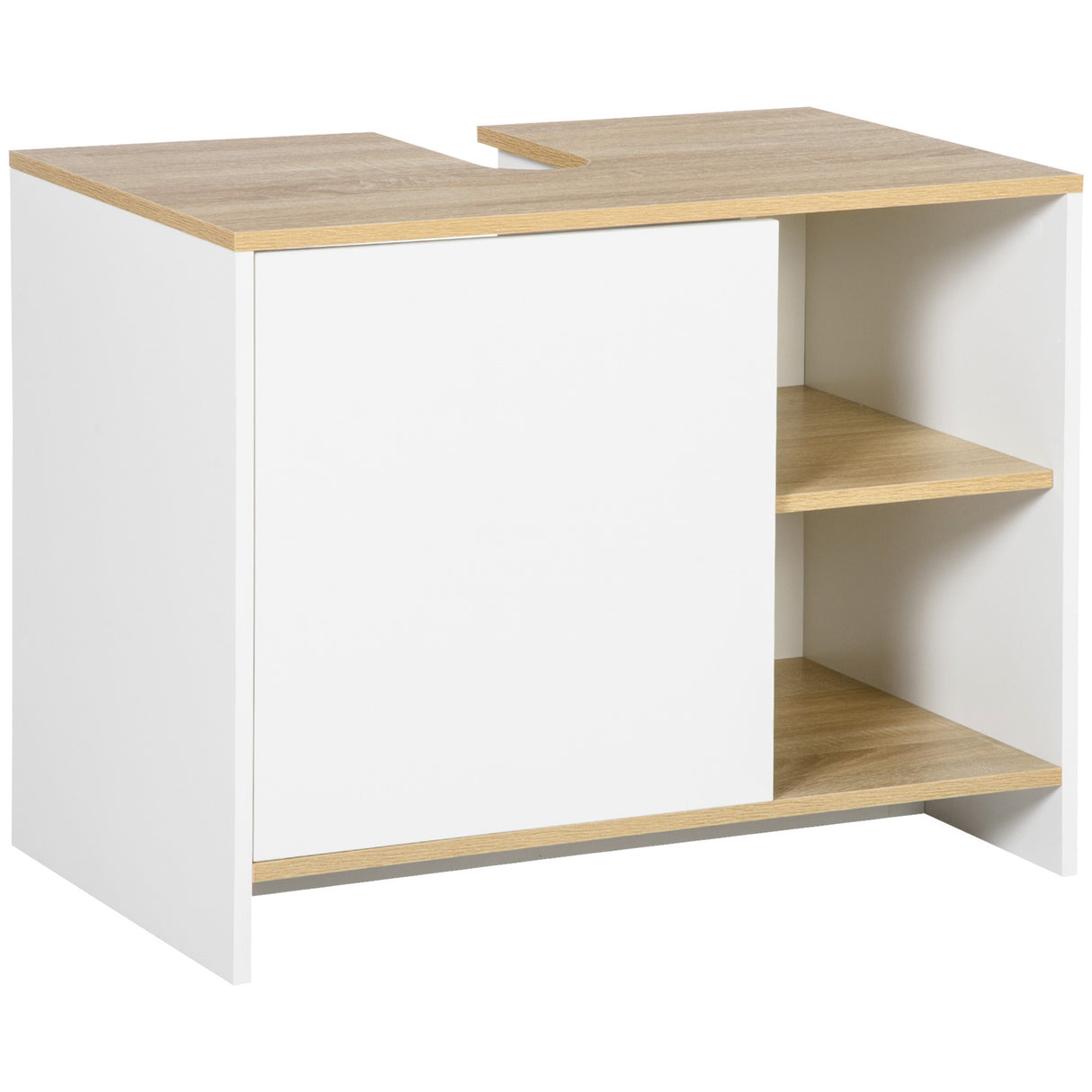 EasyComfort Mobiele Badkamerkelder met Garderobekast en 2 Rails, 77 x 45 x 60 cm, Wit en Kleur Hout