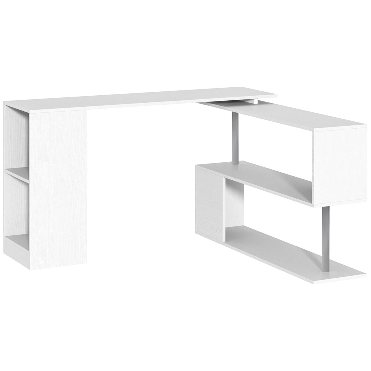 Easycomfort Modern Scrivania, rechthoekig en schakelbaar met bibliothecaris, eettafel in witte trucks, 140x120x78 cm