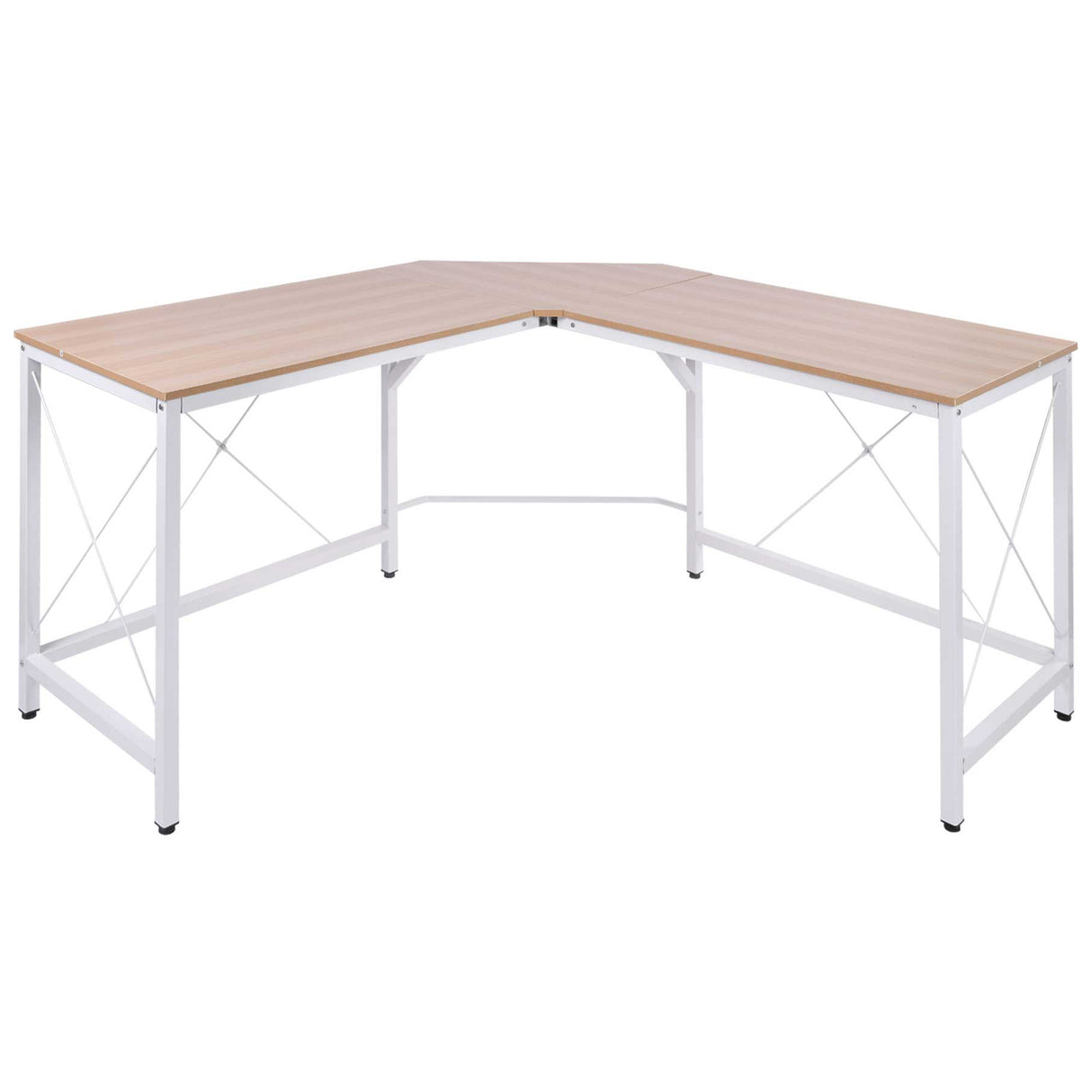 Easycomfort Spatial Zwart en Rover Afwerking Perfecte L-vormige werkpositie voor thuis en op kantoor met hoekige afwerking Rover Afwerking 150x55x76cm Wit